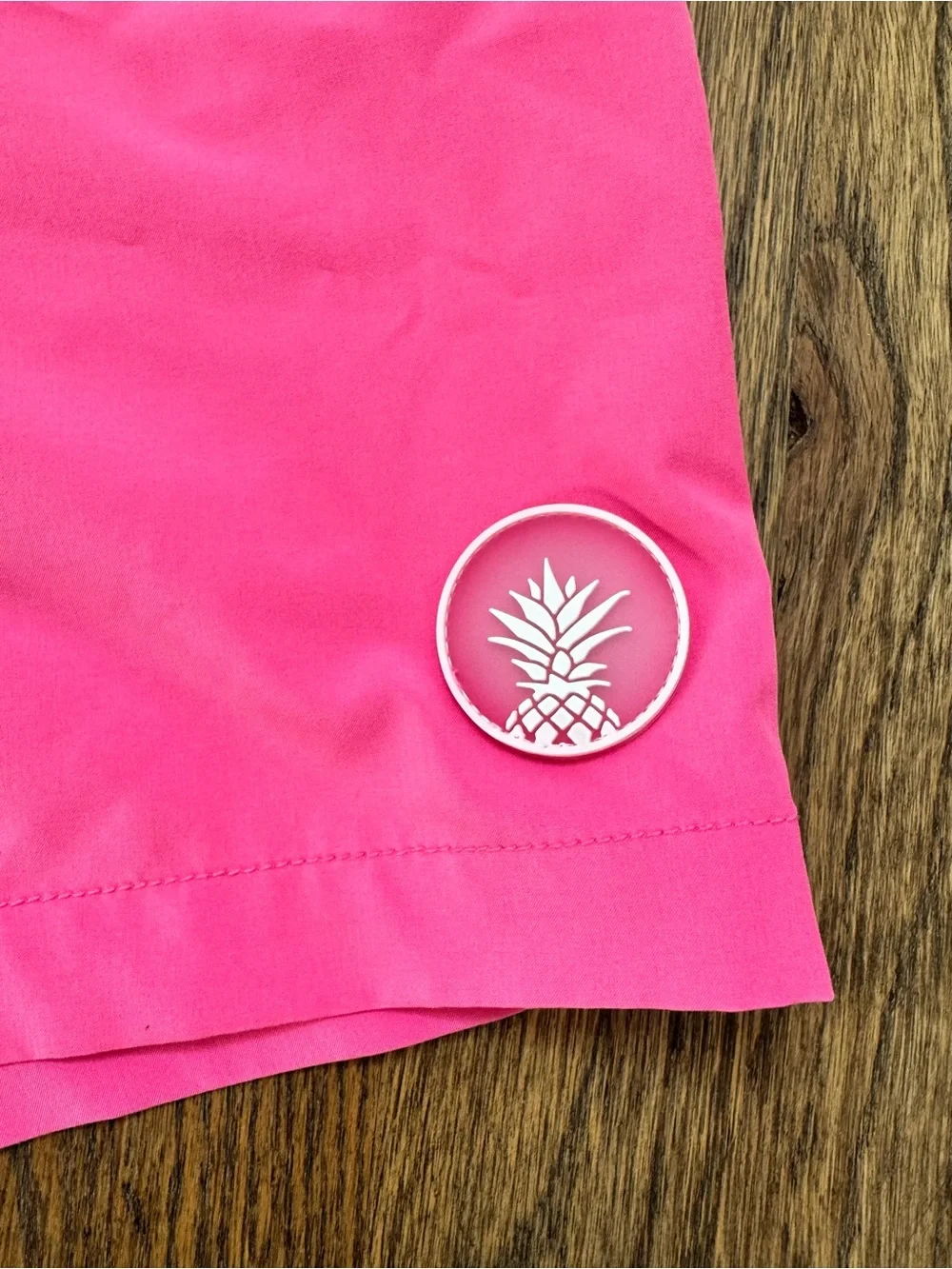chubbies Hot Pink Swim Trunks with Blue Waistband